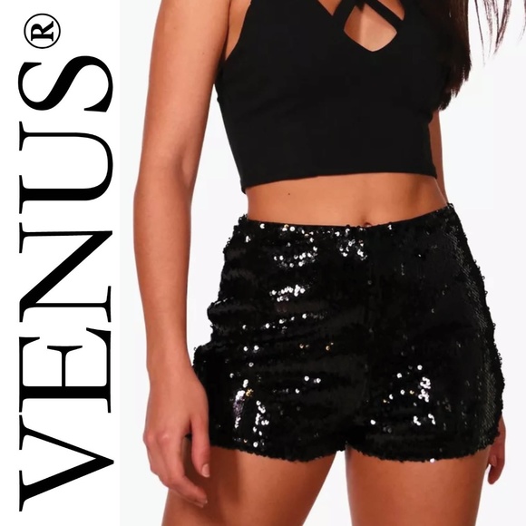 VENUS black sequin shorts | Large - Picture 1 of 13